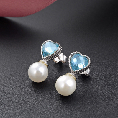 Elegant Heart Birthstone Silver Earrings